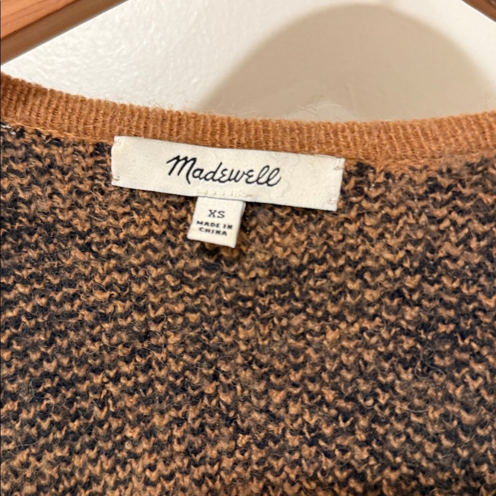 Madewell True Black Buffalo Check Kent Cardigan Sweater in Coziest Yarn Sz XS - Picture 3 of 10